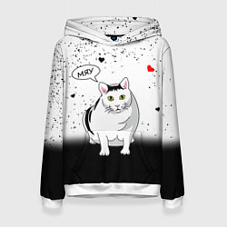 Толстовка-худи женская CAT LOVE, цвет: 3D-белый