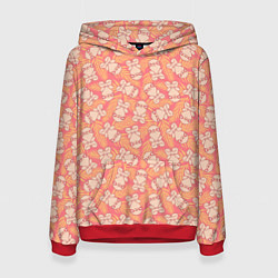 Толстовка-худи женская Забавные Ленивцы, цвет: 3D-красный
