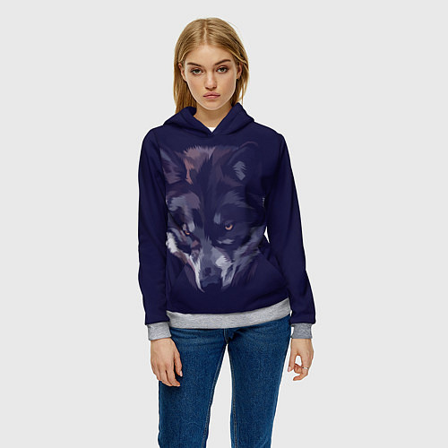 Женская толстовка Одинокий волк в ожидании / 3D-Меланж – фото 3