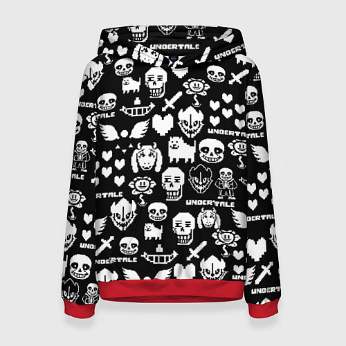 Женская толстовка UNDERTALE PATTERN БЕЛЫЙ / 3D-Красный – фото 1