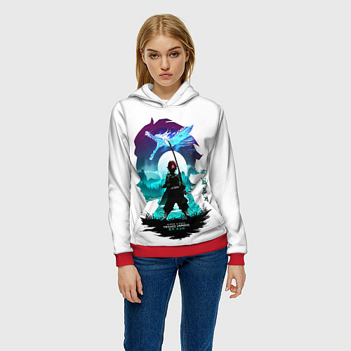 Женская толстовка Танджиро Камадо Клинок рассекающий демонов / 3D-Красный – фото 3