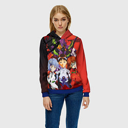 Толстовка-худи женская Евангелион, или сокращённо Ева, цвет: 3D-синий — фото 2