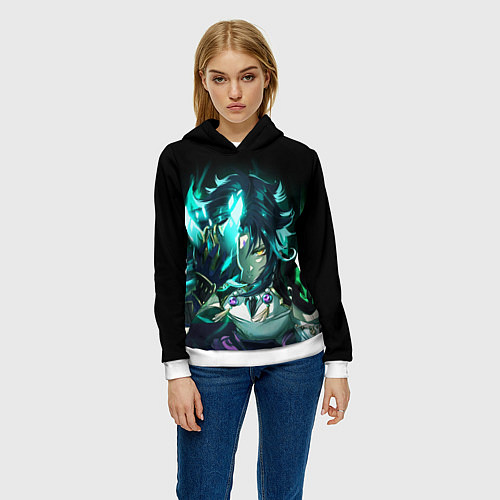 Женская толстовка СЯО С МАСКОЙ, ГЕНШИН ИМПАКТ / 3D-Белый – фото 3