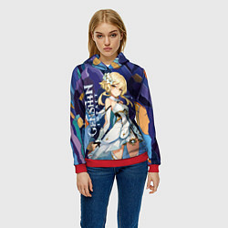 Толстовка-худи женская Люмин путешественница из Genshin Impact, цвет: 3D-красный — фото 2