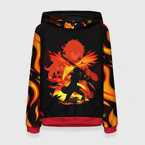 Женская толстовка DILUC FIRE GENSHIN IMPACT НА СПИНЕ / 3D-Красный – фото 1