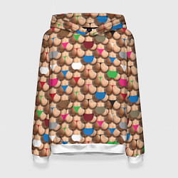 Толстовка-худи женская Попки, цвет: 3D-белый