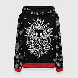 Толстовка-худи женская НОВОГОДНИЙ HOLLOW KNIGHT ЧЁРНЫЙ, цвет: 3D-красный
