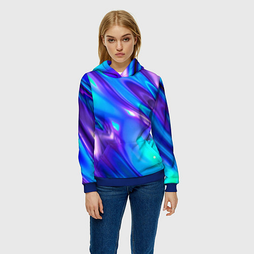 Женская толстовка Neon Holographic / 3D-Синий – фото 3