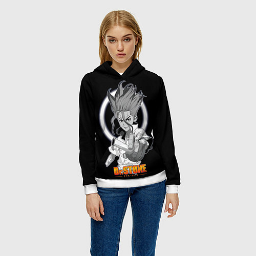 Женская толстовка Сенку с колбой - Доктор Стоун / 3D-Белый – фото 3