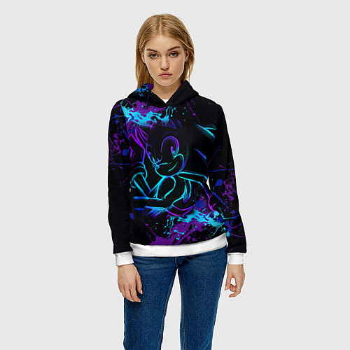 Женская толстовка SONIC NEON СОНИК НЕОН / 3D-Белый – фото 3