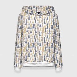 Толстовка-худи женская Шахматы фигуры, цвет: 3D-белый