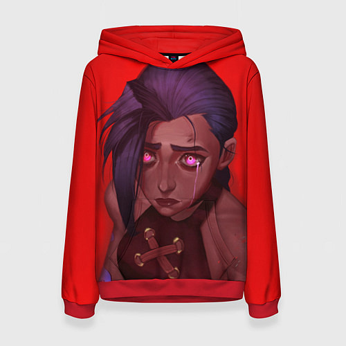 Женская толстовка Arcane - League Of Legends Jinx red / 3D-Красный – фото 1
