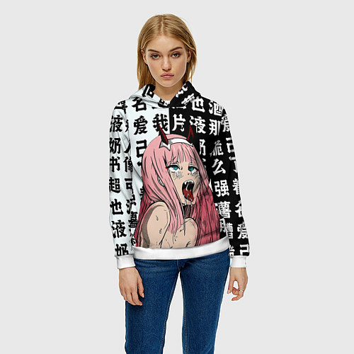 Женская толстовка AHEGAO ZERO TWO Зеро ту ахегао / 3D-Белый – фото 3