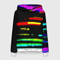 Толстовка-худи женская Color fashion glitch, цвет: 3D-белый