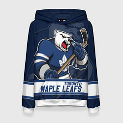 Толстовка-худи женская Торонто Мейпл Лифс, Toronto Maple Leafs Маскот, цвет: 3D-белый