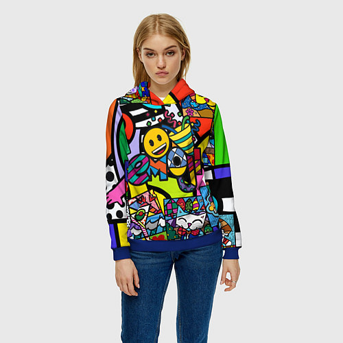 Женская толстовка Romero Britto - emoji / 3D-Синий – фото 3