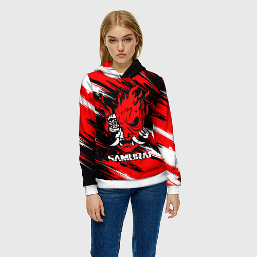 Женская толстовка SAMURAI CYBERPUNK 2077 КИБЕРПАНК 2077 / 3D-Белый – фото 3