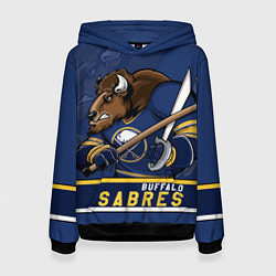 Толстовка-худи женская Баффало Сейберз, Buffalo Sabres, цвет: 3D-черный