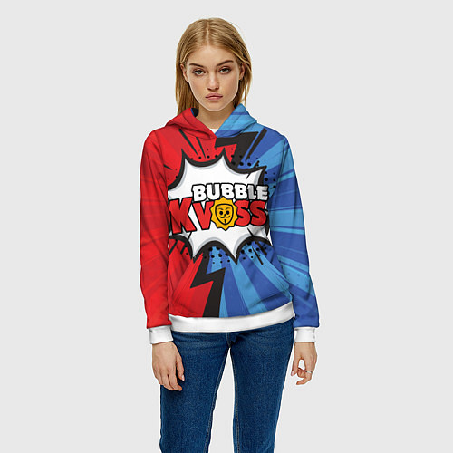 Женская толстовка Бабл квас супер геройский узор / 3D-Белый – фото 3