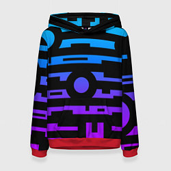 Толстовка-худи женская Неоновая геометрия Neon, цвет: 3D-красный