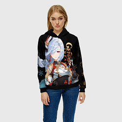 Толстовка-худи женская Genshin Impact Шэнь Хэ, цвет: 3D-черный — фото 2