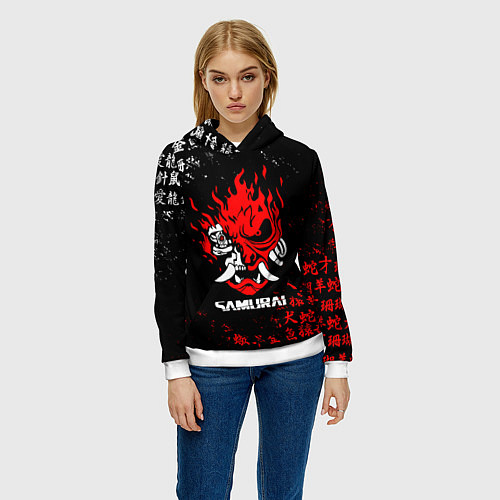 Женская толстовка CYBERPUNK SAMURAI: JAPAN STYLE / 3D-Белый – фото 3