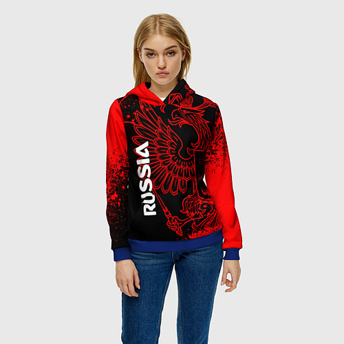 Женская толстовка Russia Герб страны / 3D-Синий – фото 3