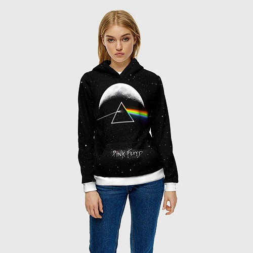 Женская толстовка PINK FLOYD LOGO ПИНК ФЛОЙД ЗВЕЗДЫ / 3D-Белый – фото 3