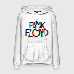 Толстовка-худи женская PINK FLOYD LOGO ПИНК ФЛОЙД ГЛИТЧ, цвет: 3D-белый
