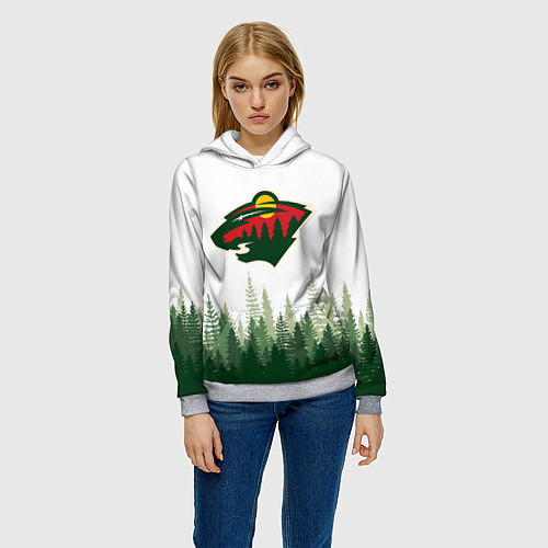 Женская толстовка Minnesota Wild, Миннесота Уайлд Лес / 3D-Меланж – фото 3