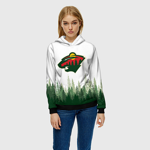 Женская толстовка Minnesota Wild, Миннесота Уайлд Лес / 3D-Черный – фото 3