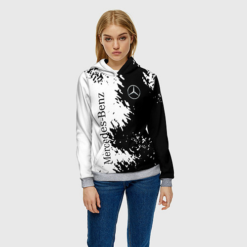 Женская толстовка Mercedes-Benz: Black & White / 3D-Меланж – фото 3