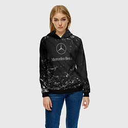 Толстовка-худи женская Mercedes-Benz штрихи black, цвет: 3D-черный — фото 2