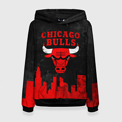 Толстовка-худи женская Chicago Bulls, Чикаго Буллз Город, цвет: 3D-черный