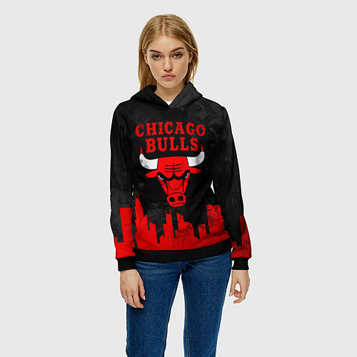 Женская толстовка Chicago Bulls, Чикаго Буллз Город / 3D-Черный – фото 3