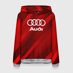 Толстовка-худи женская Audi red полосы, цвет: 3D-меланж