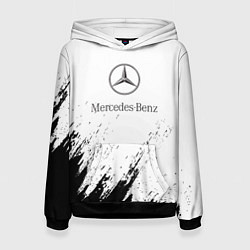 Толстовка-худи женская Mercedes-Benz - White texture, цвет: 3D-черный