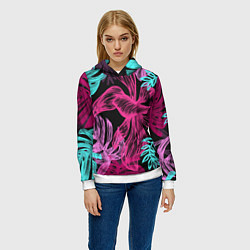 Толстовка-худи женская Папоротниковый неон, цвет: 3D-белый — фото 2