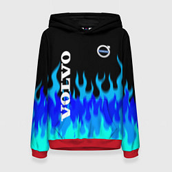 Толстовка-худи женская Volvo размытый огонь, цвет: 3D-красный