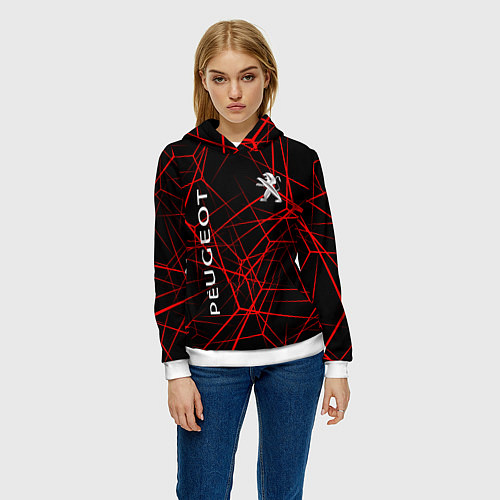 Женская толстовка Peugeot: Красные тонкие линии / 3D-Белый – фото 3