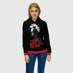 Толстовка-худи женская Punks Not Dead, цвет: 3D-красный — фото 2