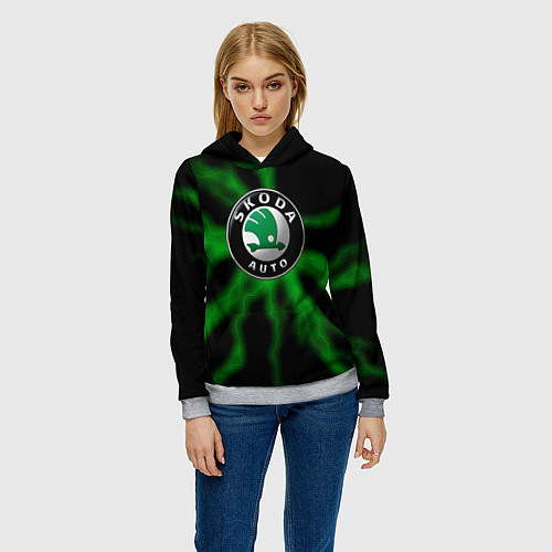 Женская толстовка Skoda - Гроза / 3D-Меланж – фото 3
