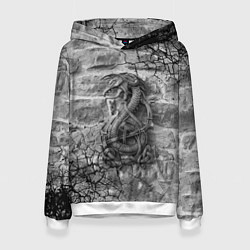 Толстовка-худи женская ДраконСкандинавские символы, цвет: 3D-белый