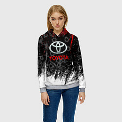 Толстовка-худи женская Toyota следы от пуль, цвет: 3D-меланж — фото 2