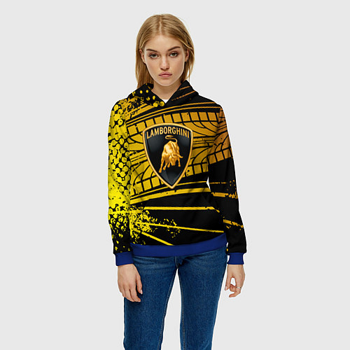 Женская толстовка Lamborghini - Следы от шин / 3D-Синий – фото 3