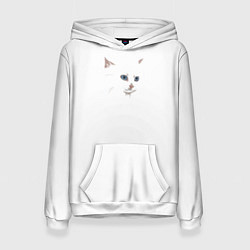 Толстовка-худи женская Белый незаметный кот, цвет: 3D-белый
