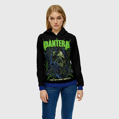 Женская толстовка Pantera green череп / 3D-Синий – фото 3