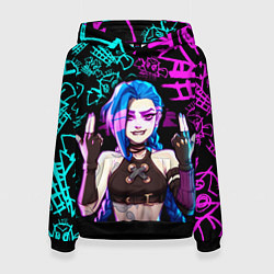 Толстовка-худи женская JINX ДЖИНКС NEON PATTERN, цвет: 3D-черный