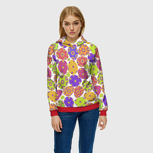 Женская толстовка Разукрашенные пасхальные яйца / 3D-Красный – фото 3