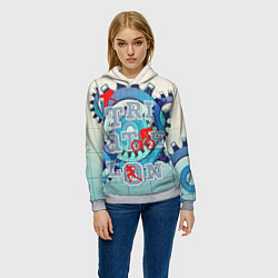 Толстовка-худи женская Триатлон - Механизм трех, цвет: 3D-меланж — фото 2